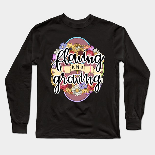 Flowing and Growing Hula Hoop Art Long Sleeve T-Shirt by katieharperart